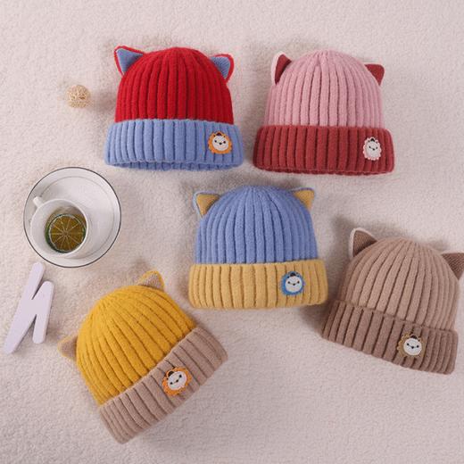 【舒享无感佩戴】新款宝宝秋冬季可爱超萌婴儿帽毛线帽保暖套头帽爱心针织帽子 商品图2