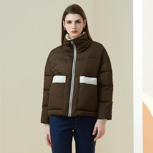 METTE2021年冬季女士90白鹅绒短款羽绒服宽松直筒双面穿加厚外套 商品图2