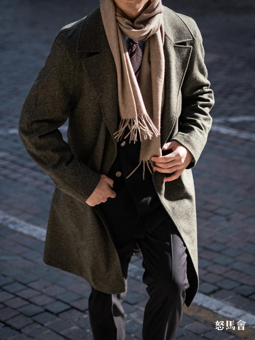 阿拉善白绒纯山羊绒水波纹沉香色围巾 商品图5