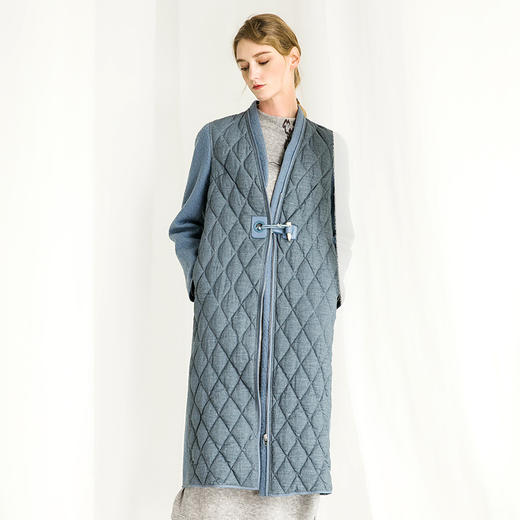 Famecoco范可儿长款羽绒服保暖拼接外套F218AH006 商品图1