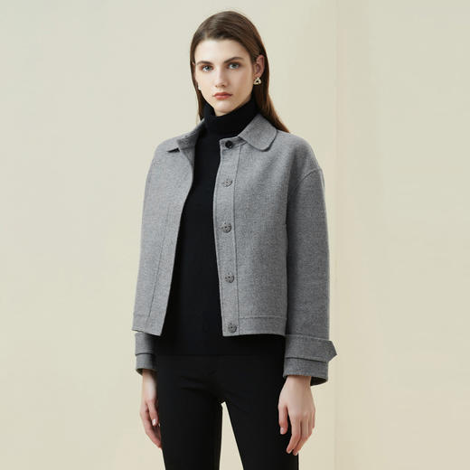 METTE羊绒世家2021年女士羊毛大衣短款直筒宽松毛呢双面呢小外套 商品图1