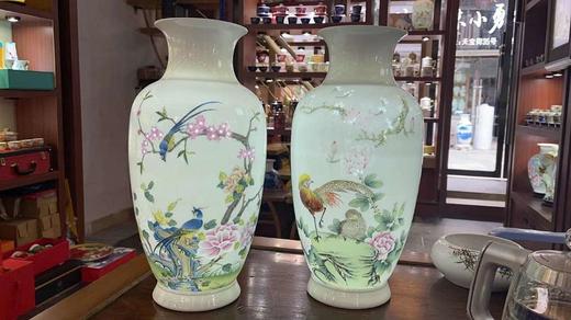 高峰：新彩玲珑花鸟赏瓶 商品图0