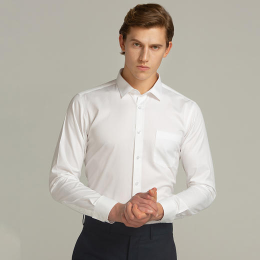 【40棉】罗蒙衬衫男长袖正装商务男士通勤百搭棉质纯色衬衣男 商品图5