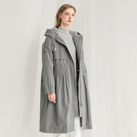 famecoco范可儿长款连帽羽绒服保暖派克服外套F218AH009 商品图2