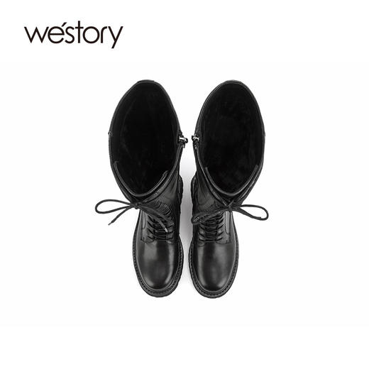 westory女新款秋冬季长靴厚底内增高机车靴潮流W20DQ80521 商品图3