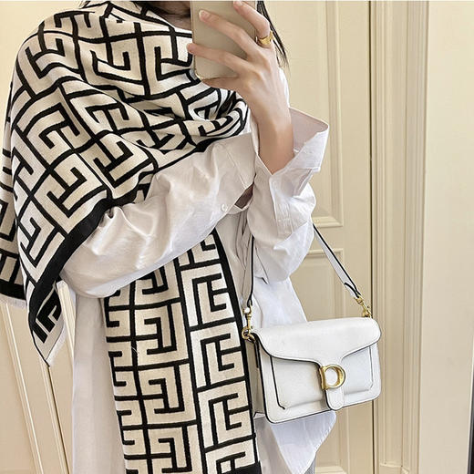 【搭出轻奢优雅感】印花G款大字母logo大提花围巾女秋冬季新款保暖围脖披肩 商品图3