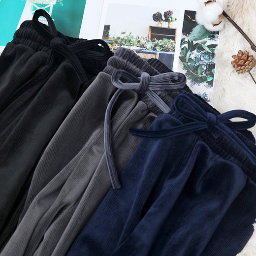 ADALOOK天鹅绒金丝阔腿裤加厚 商品图1