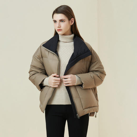 METTE2021年冬季女士90白鹅绒短款羽绒服宽松直筒双面穿加厚外套 商品图3