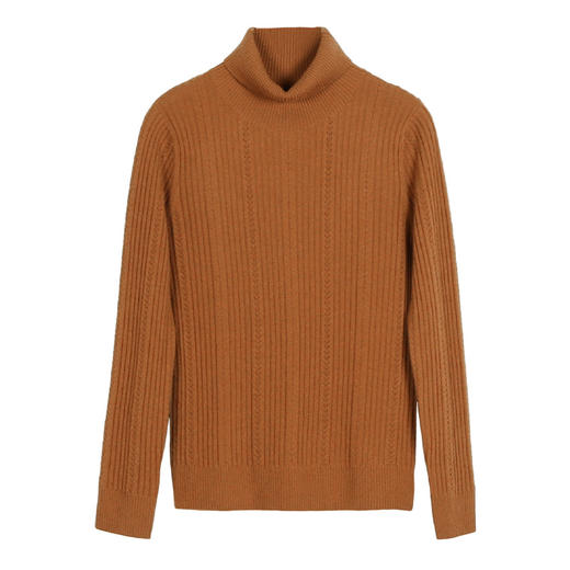 METTE羊绒世家21年女士100%山羊绒时尚高领抽条弹力修身内搭毛衣 商品图5