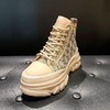 LFGJ 12106 牛皮织物拼接厚底超轻印花短靴 商品缩略图0