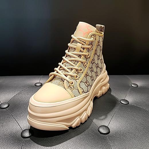 LFGJ 12106 牛皮织物拼接厚底超轻印花短靴 商品图0