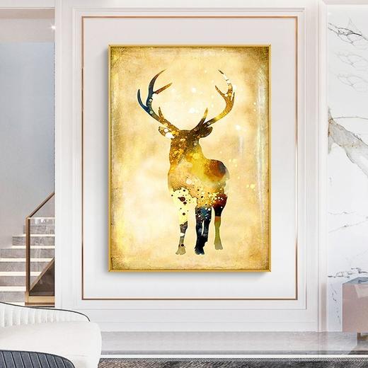 手绘抽象油画客厅现代简约吉祥麋鹿发财欧式美式客厅装饰画 商品图2