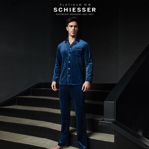 【海岛绒】SCHIESSER秋冬新品舒雅男士加厚家居服高端铂雅金丝绒睡衣家居套装18954H 商品图0