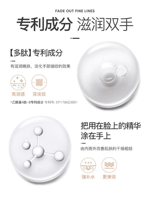 【专利成分护手 润而不油】专利淡纹成分 淡化细纹 细嫩提亮 滋润而不油腻 细嫩养护 佰魅伊人鹅蛋多肽滋养修护护手霜 商品图3