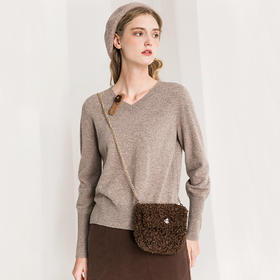 famecoco范可儿V领针织衫秋冬长袖内搭打底衫F218DD003