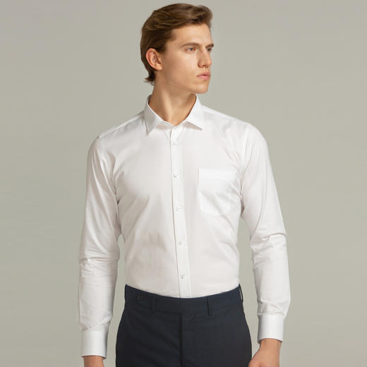 【经典百搭】罗蒙衬衫男长袖正装商务男士通勤百搭竹纤维衬衣男 商品图1