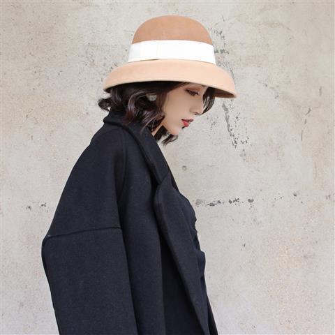 复古赫本风秋冬法式复古羊毛呢女士礼帽盆帽 商品图7
