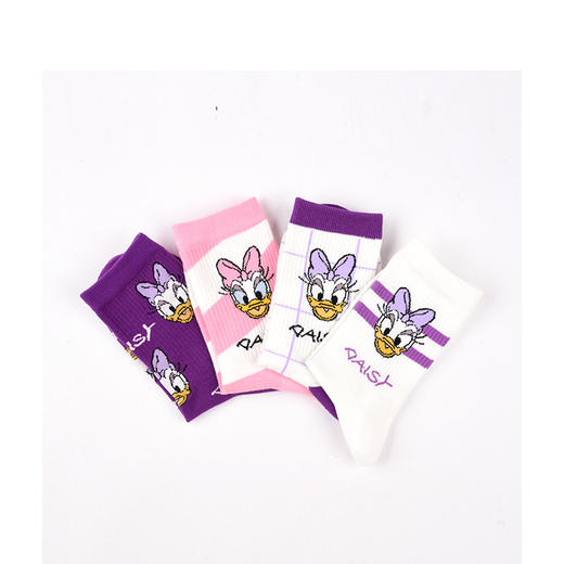 阪织屋短袜女迪士尼系列棉质时尚头跟撞色提花短筒袜 712173064 商品图3