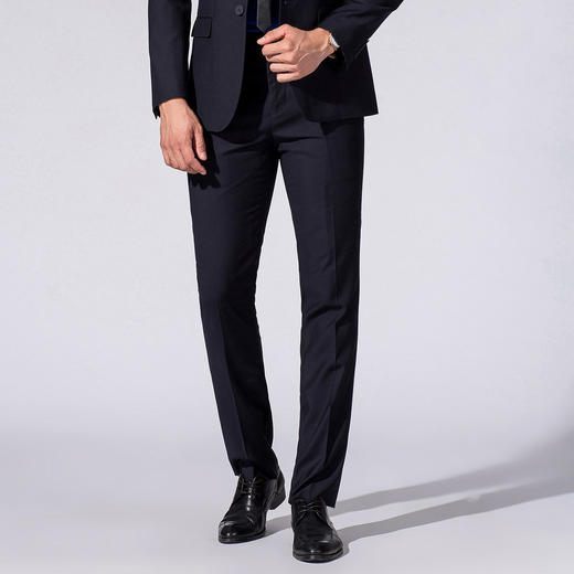 罗蒙西裤男秋装修身款纯色简约商务通勤上班职业男长裤子 商品图8