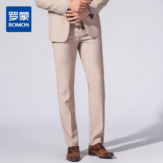 罗蒙西裤男秋装修身款纯色简约商务通勤上班职业男长裤子 商品图11