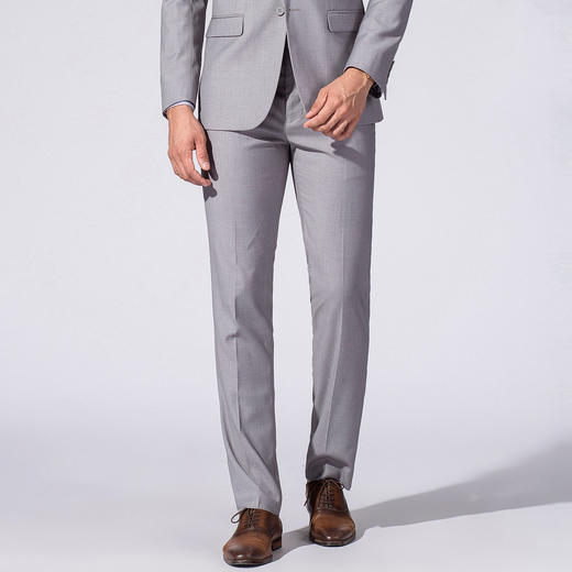 罗蒙西裤男秋装修身款纯色简约商务通勤上班职业男长裤子 商品图12