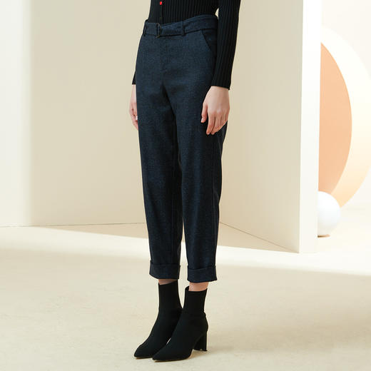 METTE2021年秋冬新品女士羊毛九分裤小直筒高腰显瘦毛呢薄款裤子 商品图2