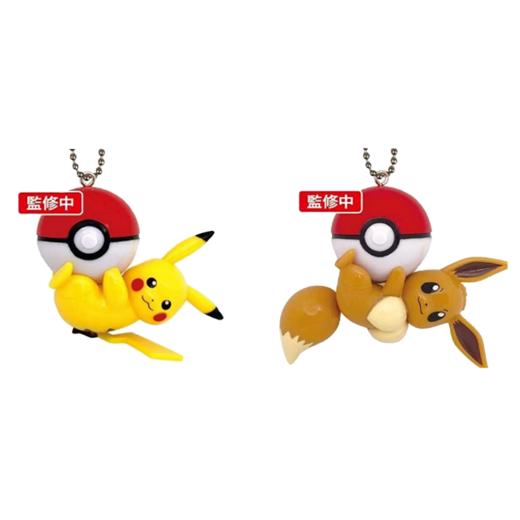 TOMY 精灵宝可梦 皮卡丘 伊布 精灵球吊锤 钥匙扣 商品图0