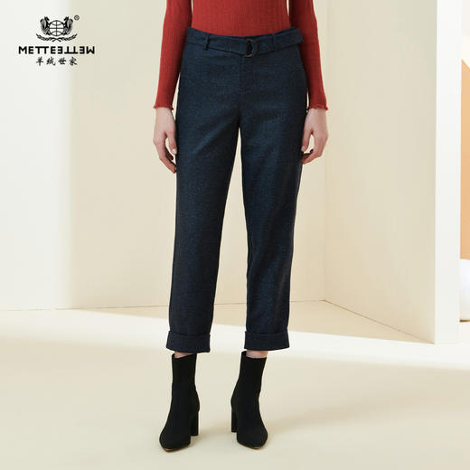 METTE2021年秋冬新品女士羊毛九分裤小直筒高腰显瘦毛呢薄款裤子 商品图0