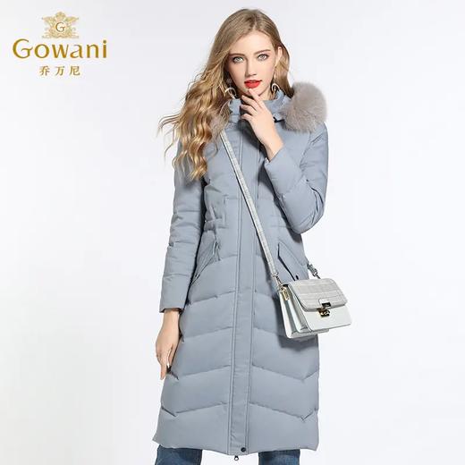 乔万尼羽绒服女时尚红色修身收腰狐狸毛领白鸭绒过膝长款EB4T051 商品图3