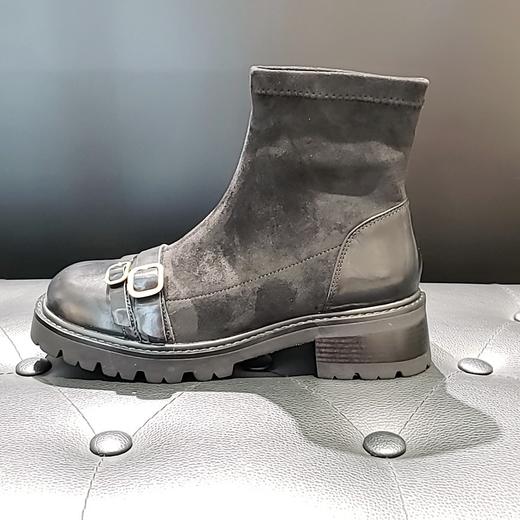 LFGJ 14201 牛皮织物拼接厚底腕靴 商品图1