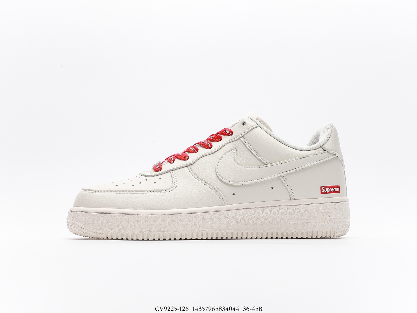 耐克Supreme X Nike 2020SS AIR Force 1 Low空军一号奶白联名休闲运动板鞋CV9225-126男女鞋