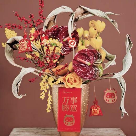 【超值新年款】*中国风金属聚宝插花桶18W1038/金色高款福桶 商品图6