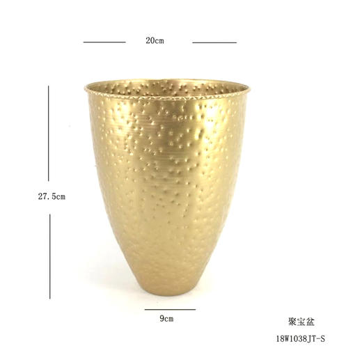 【超值新年款】*中国风金属聚宝插花桶18W1038/金色高款福桶 商品图8