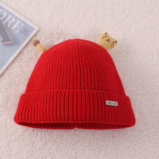 【舒享无感佩戴】新款宝宝秋冬季可爱超萌婴儿帽毛线帽保暖套头帽爱心针织帽子 商品图10