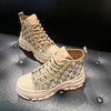 LFGJ 12106 牛皮织物拼接厚底超轻印花短靴 商品缩略图5