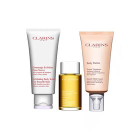 【YZ】Clarins娇韵诗孕妇妊娠纹身体护理套装调和油抚纹霜磨砂膏三件套