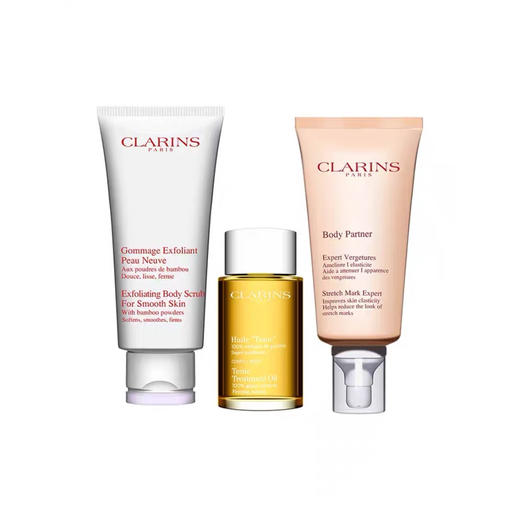 【YZ】Clarins娇韵诗孕妇妊娠纹身体护理套装调和油抚纹霜磨砂膏三件套 商品图0
