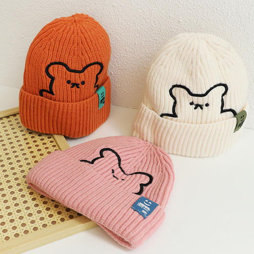 【深层保暖更舒适】帽子女春秋冬天ins潮小熊卡通可爱针织毛线百搭时尚护耳保暖冷帽 商品图2