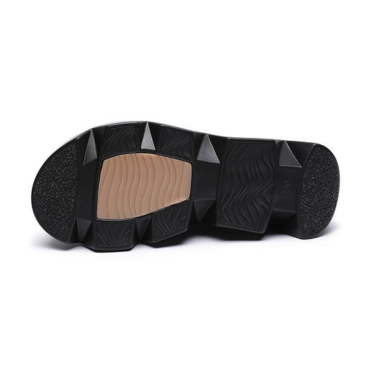 冬季头层牛皮女士加绒圆头松糕厚底保暖低筒编织复古马丁靴MLD-2581 商品图3