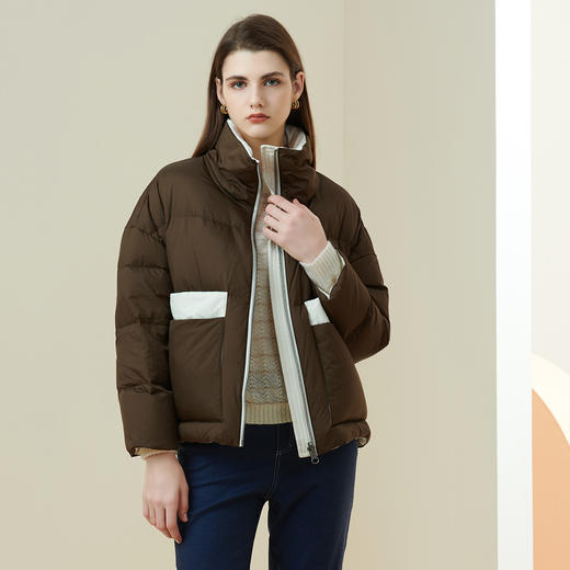 METTE2021年冬季女士90白鹅绒短款羽绒服宽松直筒双面穿加厚外套 商品图4