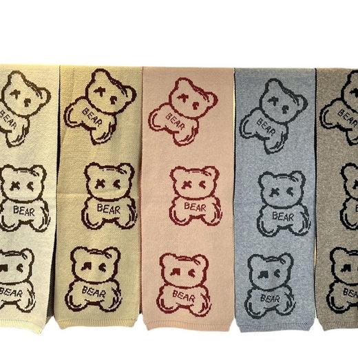 【不挑肤色 亲肤保暖】秋冬小熊腈纶拉毛针织围巾韩版女双面印花保暖多功能披肩 商品图4