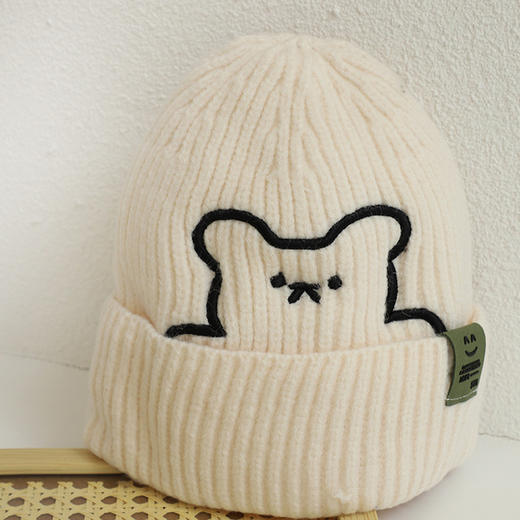 【深层保暖更舒适】帽子女春秋冬天ins潮小熊卡通可爱针织毛线百搭时尚护耳保暖冷帽 商品图5