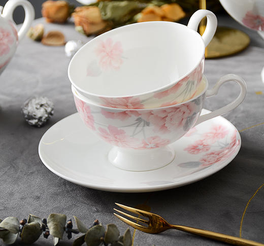 【浪漫晨曦咖啡具】华光陶瓷浪漫晨曦21件套咖啡杯套装骨瓷英式欧式美洲咖啡具锦盒礼品 商品图1