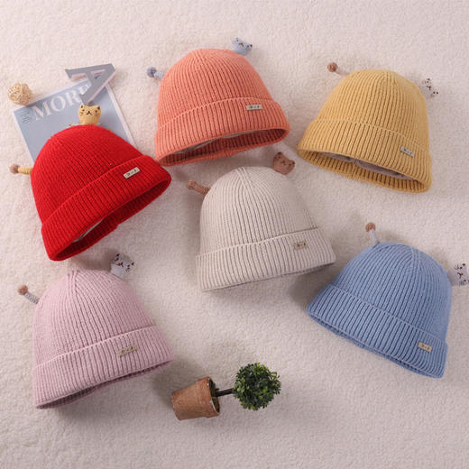 【舒享无感佩戴】新款宝宝秋冬季可爱超萌婴儿帽毛线帽保暖套头帽爱心针织帽子 商品图9