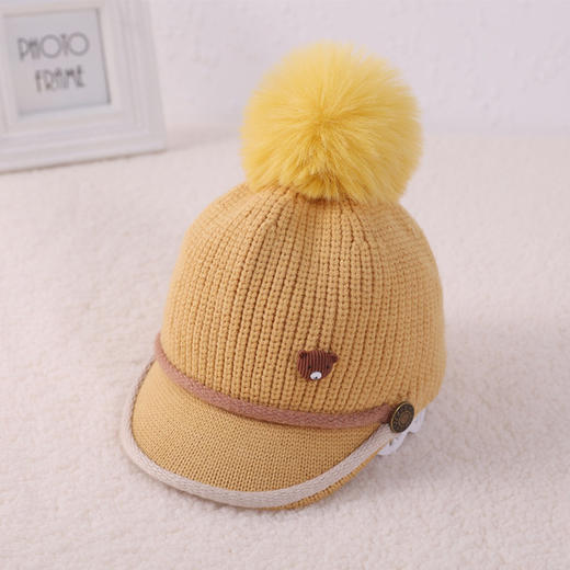 【童趣 保暖】儿童A帽子秋冬韩版新款小熊棒球毛线帽男女童保暖帽婴儿针织帽 商品图5