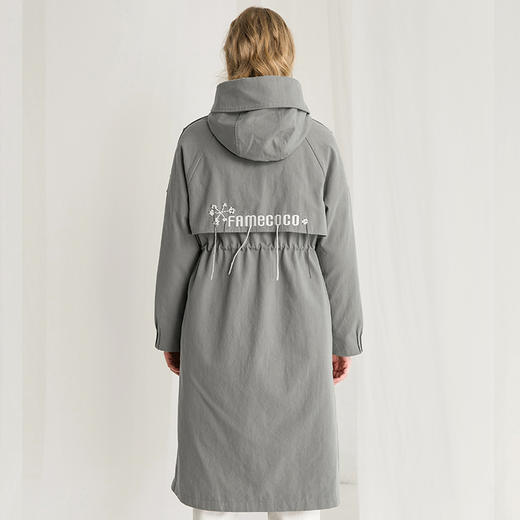 famecoco范可儿长款连帽羽绒服保暖派克服外套F218AH009 商品图3