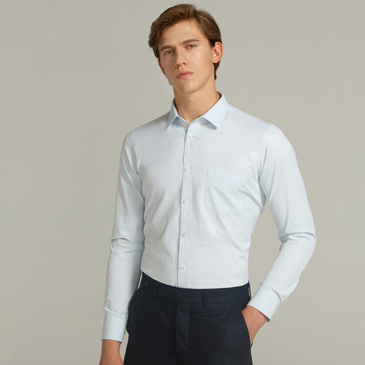 【40棉】罗蒙衬衫男长袖正装商务男士通勤百搭棉质纯色衬衣男 商品图2
