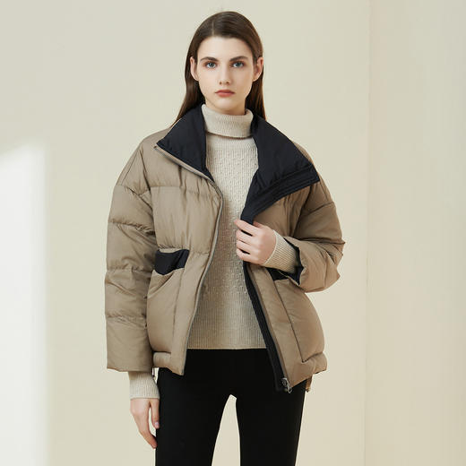 METTE2021年冬季女士90白鹅绒短款羽绒服宽松直筒双面穿加厚外套 商品图1