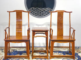 红桥红  家具严选  缅甸花梨（大果紫檀）【上博四出头官帽椅 三件套】