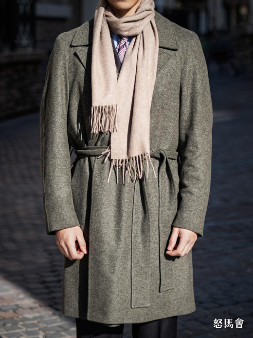 阿拉善白绒纯山羊绒水波纹沉香色围巾 商品图3